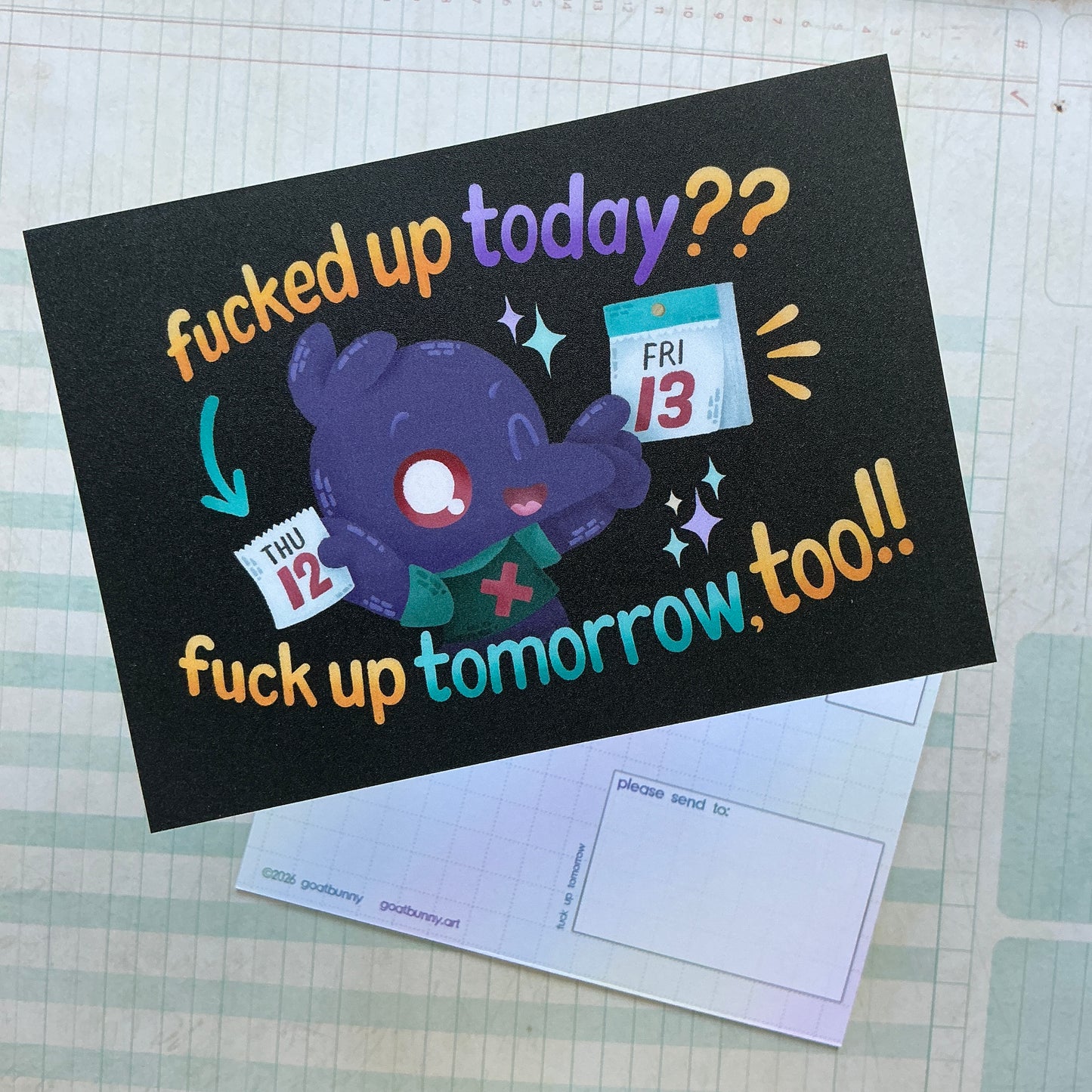 Fuck Up Tomorrow postcard