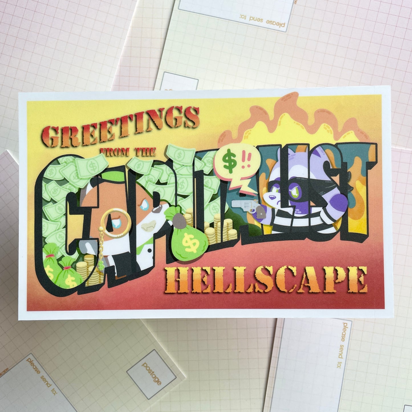 Capitalist Hellscape postcard