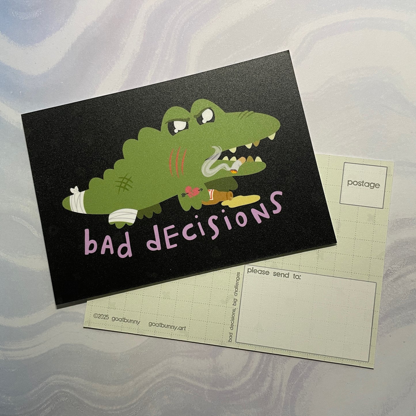 Bad Decisions postcard
