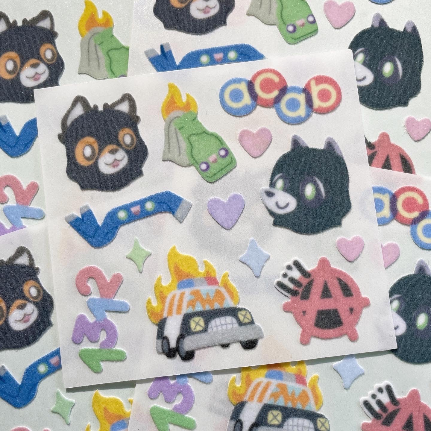ACAB fuzzy sticker sheet (single sheet)
