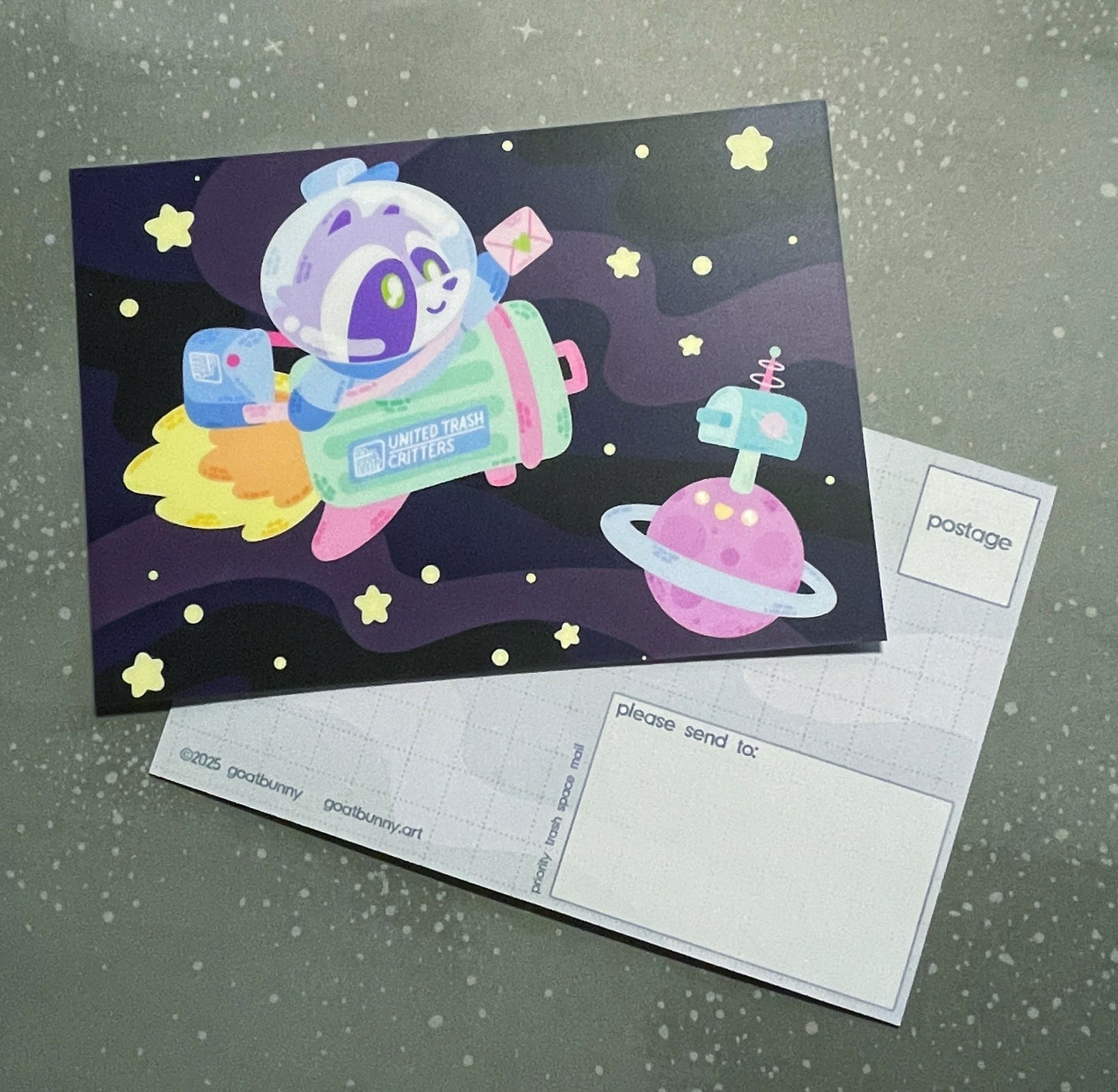 Priority Trash Space Mail postcard