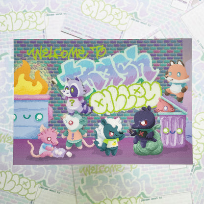 Pixel Trash Alley postcard