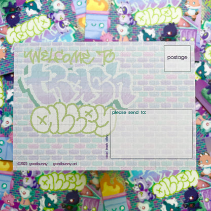 Pixel Trash Alley postcard