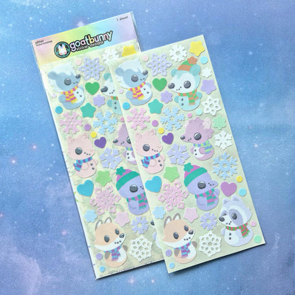Snow Critters sticker sheet