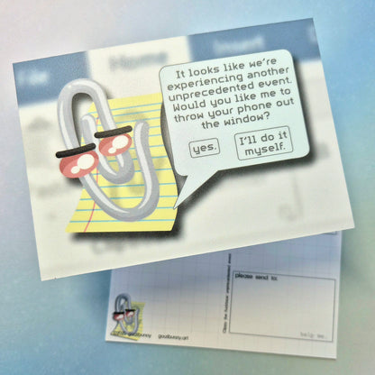 Clippy Unprecedented Event postcard