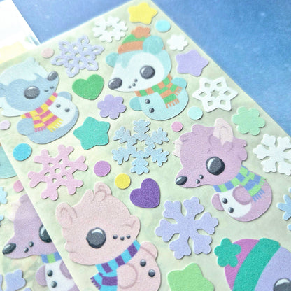 Snow Critters sticker sheet